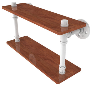 Pipeline Ironwood Double Shelf, Matte White, 16"