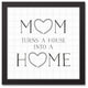 Mom Turns a House into a Home 12x12 Black Framed Canvas