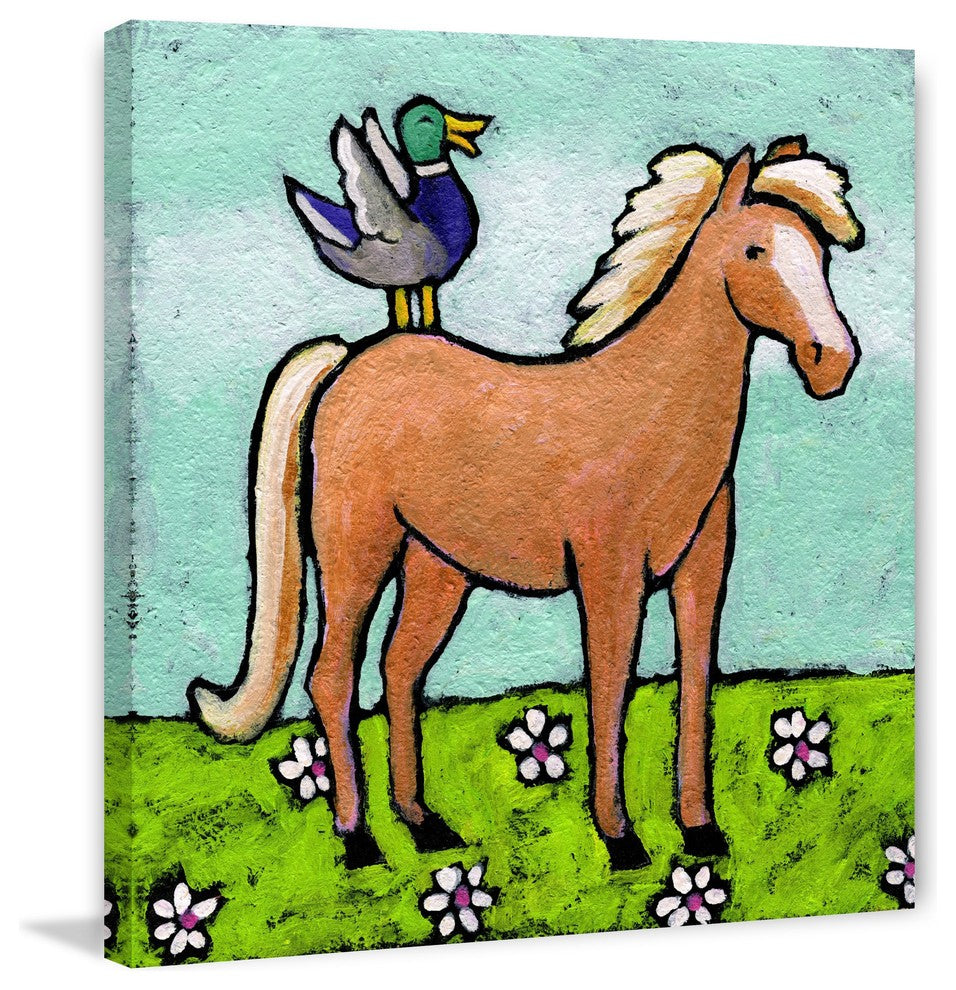 Marmont Hill, "Horse with Laughing Duck" by Janet Nelson Wrapped Canvas, 48x48