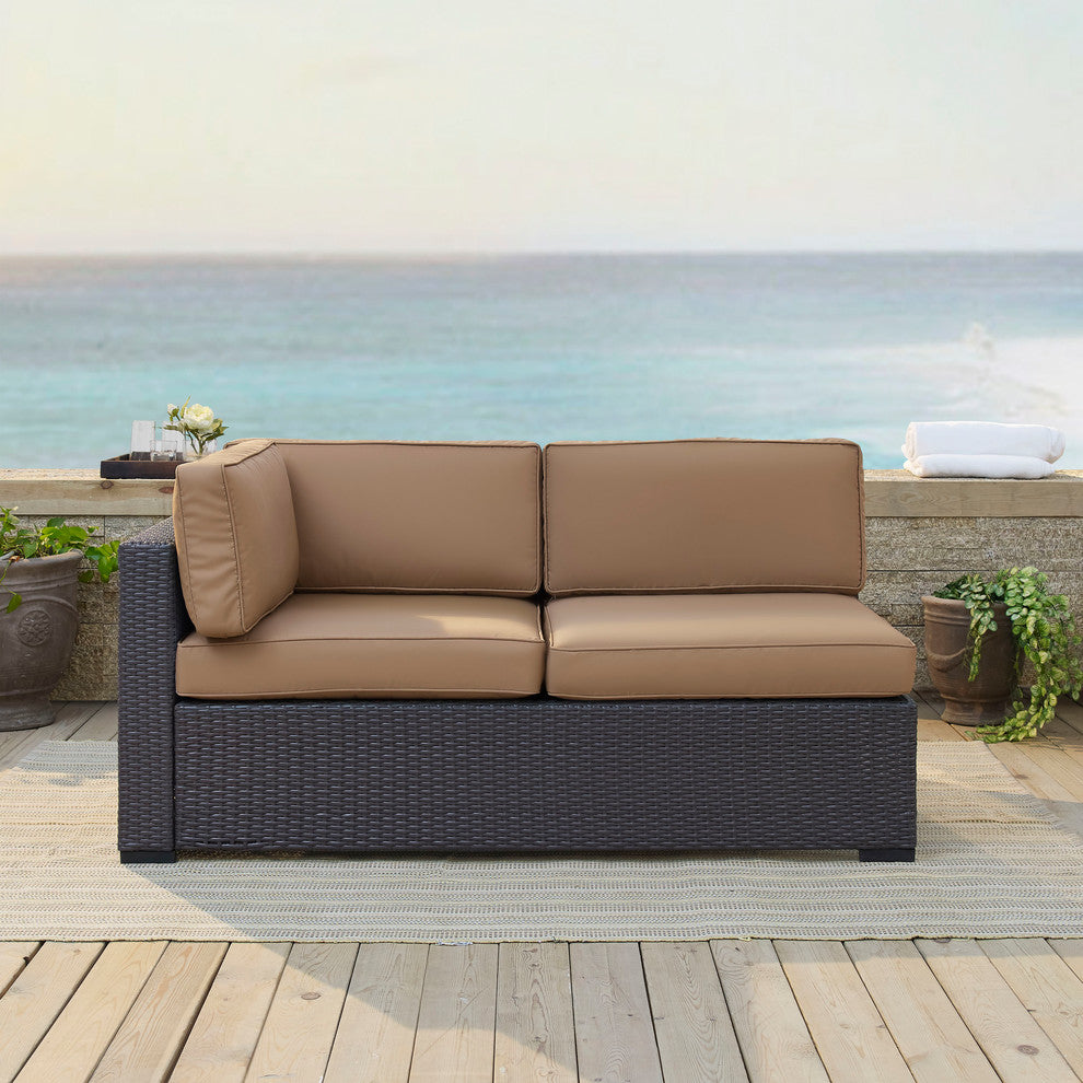 Biscayne Loveseat With Interchangeable Arm and Mist Cushions, Cushions: Mocha