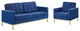 Loft Gold Steel Leg Performance Velvet Loveseat and Armchair Set Gold Navy