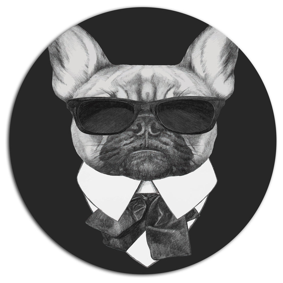 French Bulldog Fashion Portrait, Animal Round Wall Art, 11"