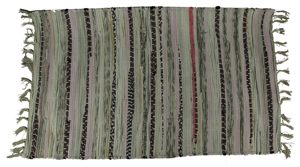 Multicolored Cotton Chindi Rag Fringed Throw Rug