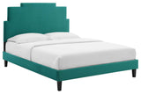 Lindsey Performance Velvet Full Platform Bed, Teal