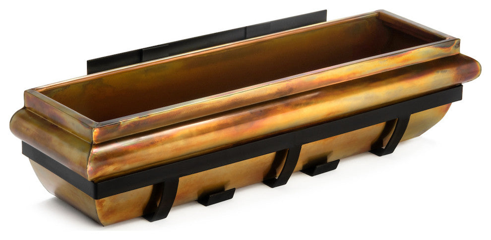 H Potter Rustic Copper Window Boxes Outdoor Decor, 30"