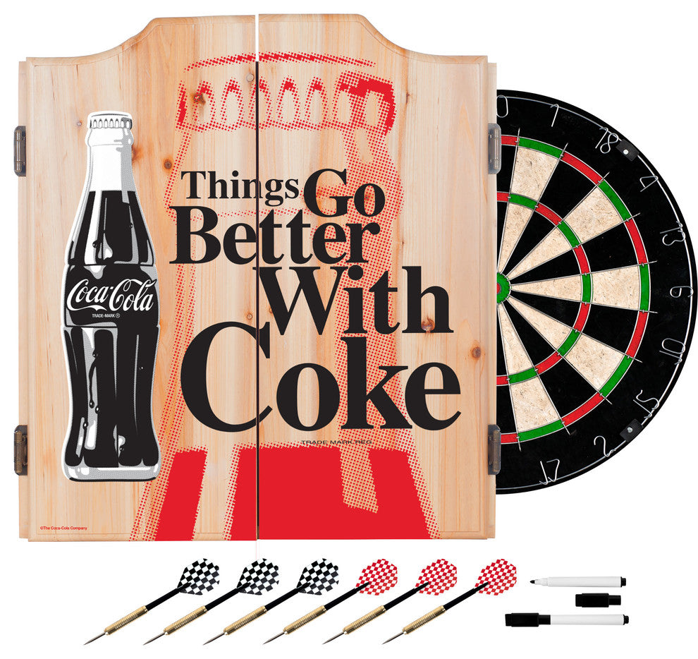 Dart Board Cabinet Set - Coca-Cola Things Go Better Dart Board