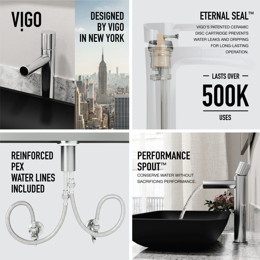 VIGO Ashford 11" H Single Handle Single Hole Bathroom Vessel Faucet, Chrome