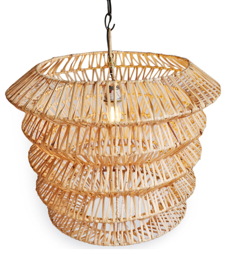 Zig-Zag Rattan Pendant Light
