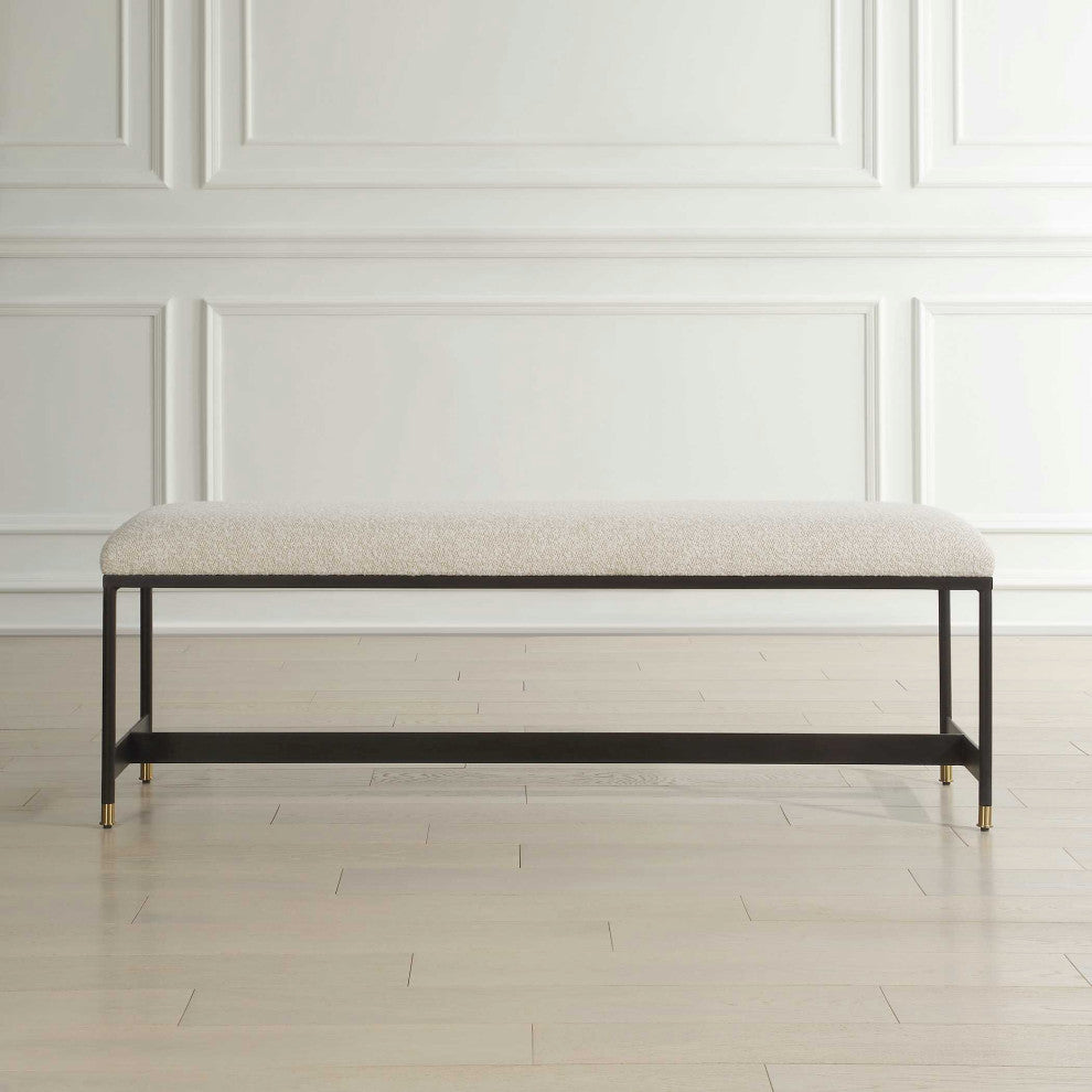 Uttermost Halston Upholstered White Bench