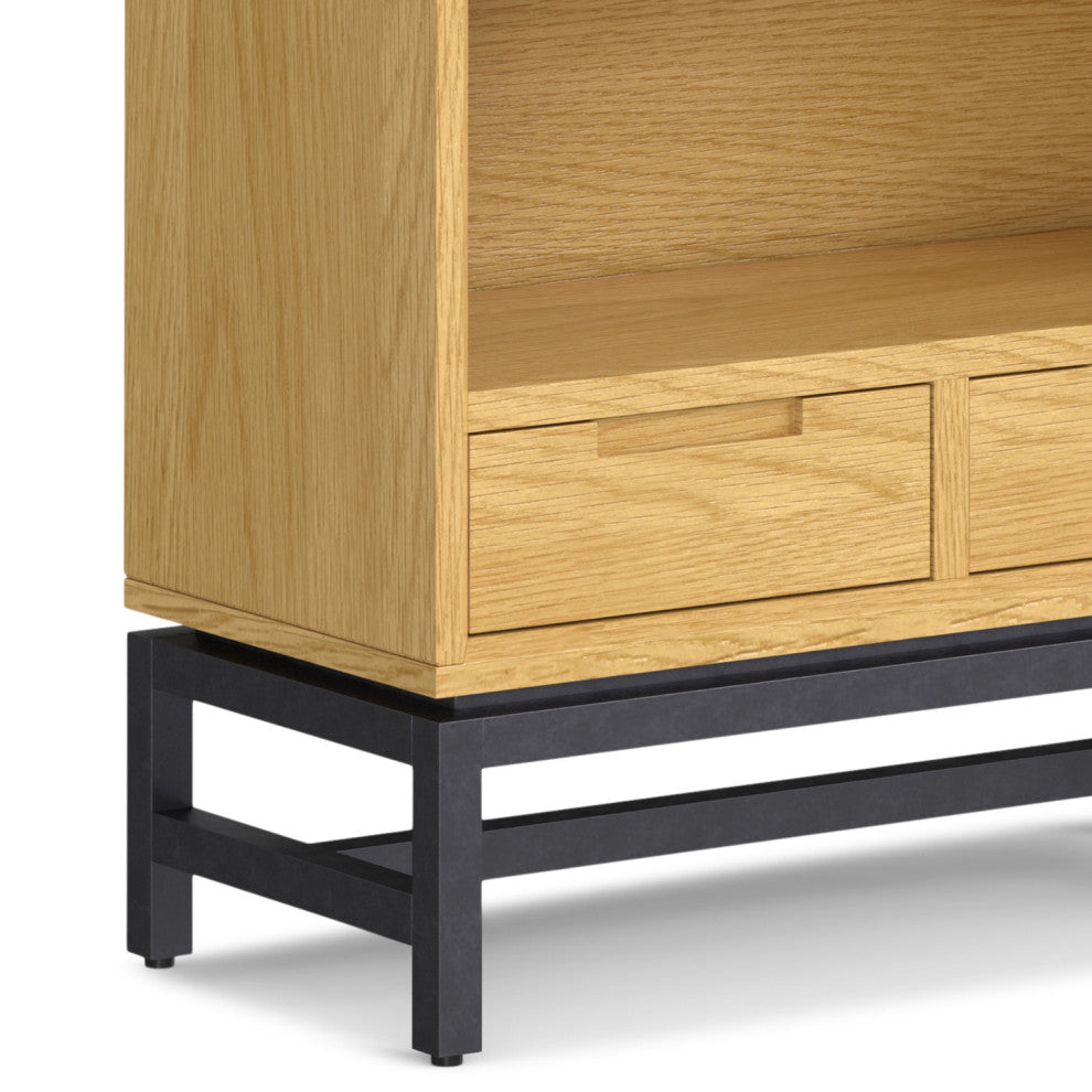 Banting SOLID HARDWOOD Mid Century Bookcase, Oak Veneer