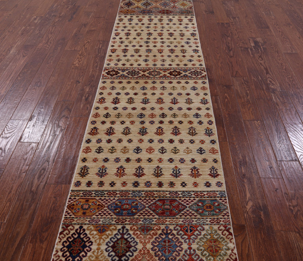 2' 8" X 12' 10" Persian Gabbeh Tribal Hand Knotted Wool Runner Rug Q10828