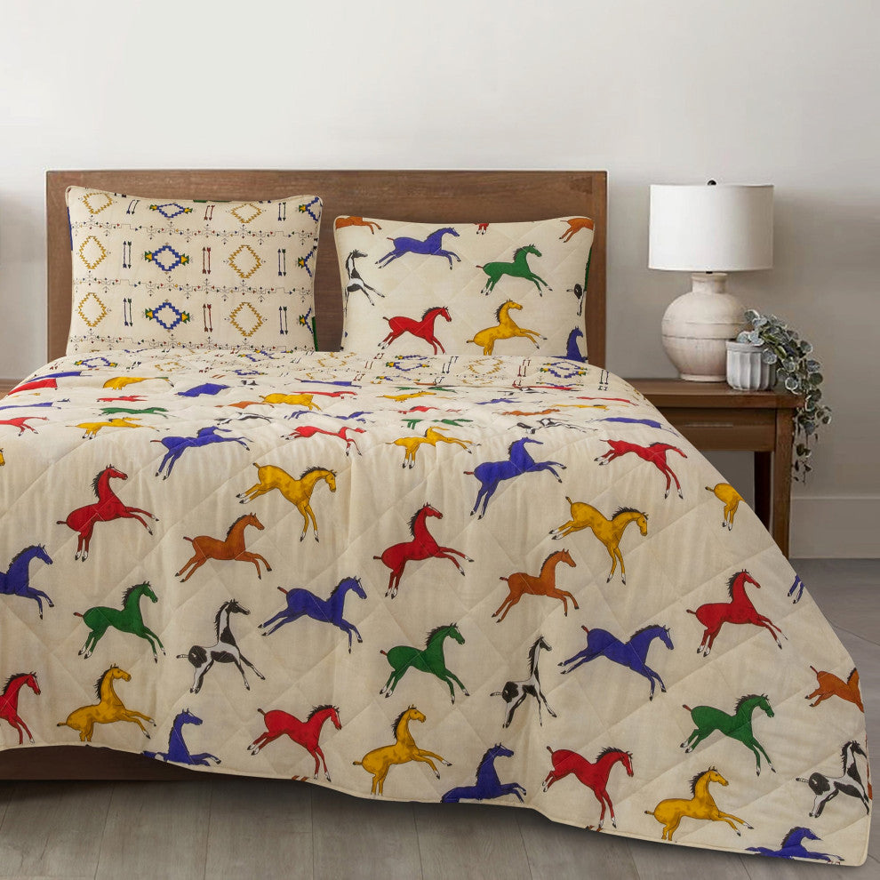 Wild Horses Reversible Quilt Set, 3-Piece, Twin