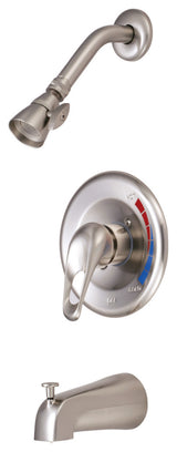 Kingston Brass Single Loop Handle Tub and Shower Faucet, Brushed Nickel