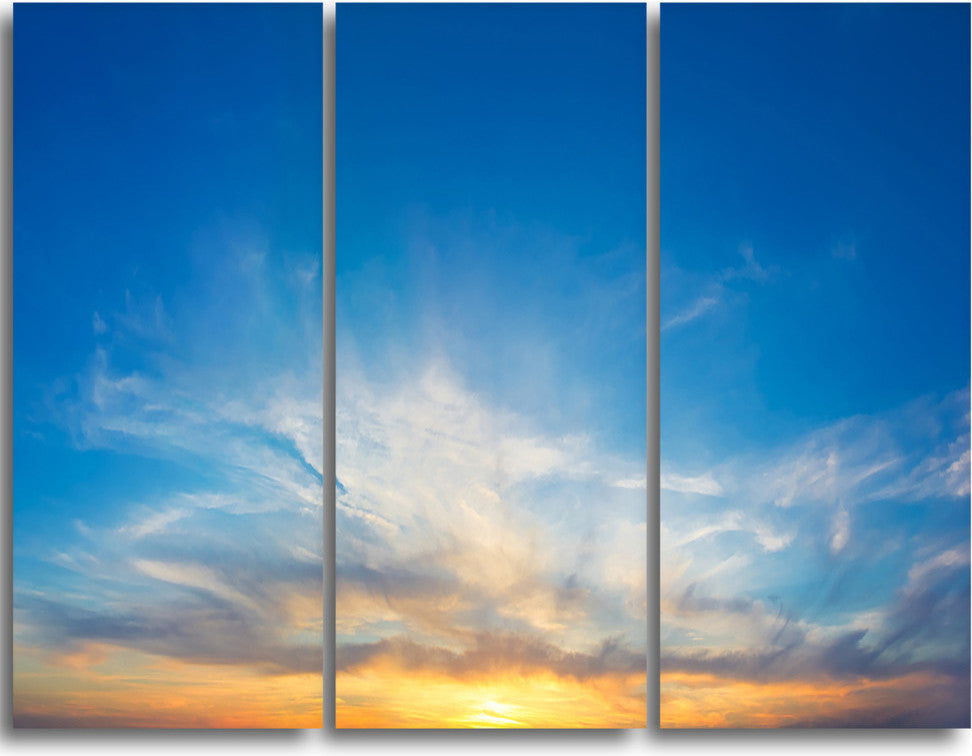 "Bright Blue Evening Sky Panorama" Metal Wall Art, 3 Panels, 36"x28"