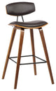 Armen Living Fox 28.5" Modern Faux Leather Bar Stool in Walnut/Brown