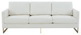 LeisureMod Lincoln Modern Leather Sofa With Gold Frame, White