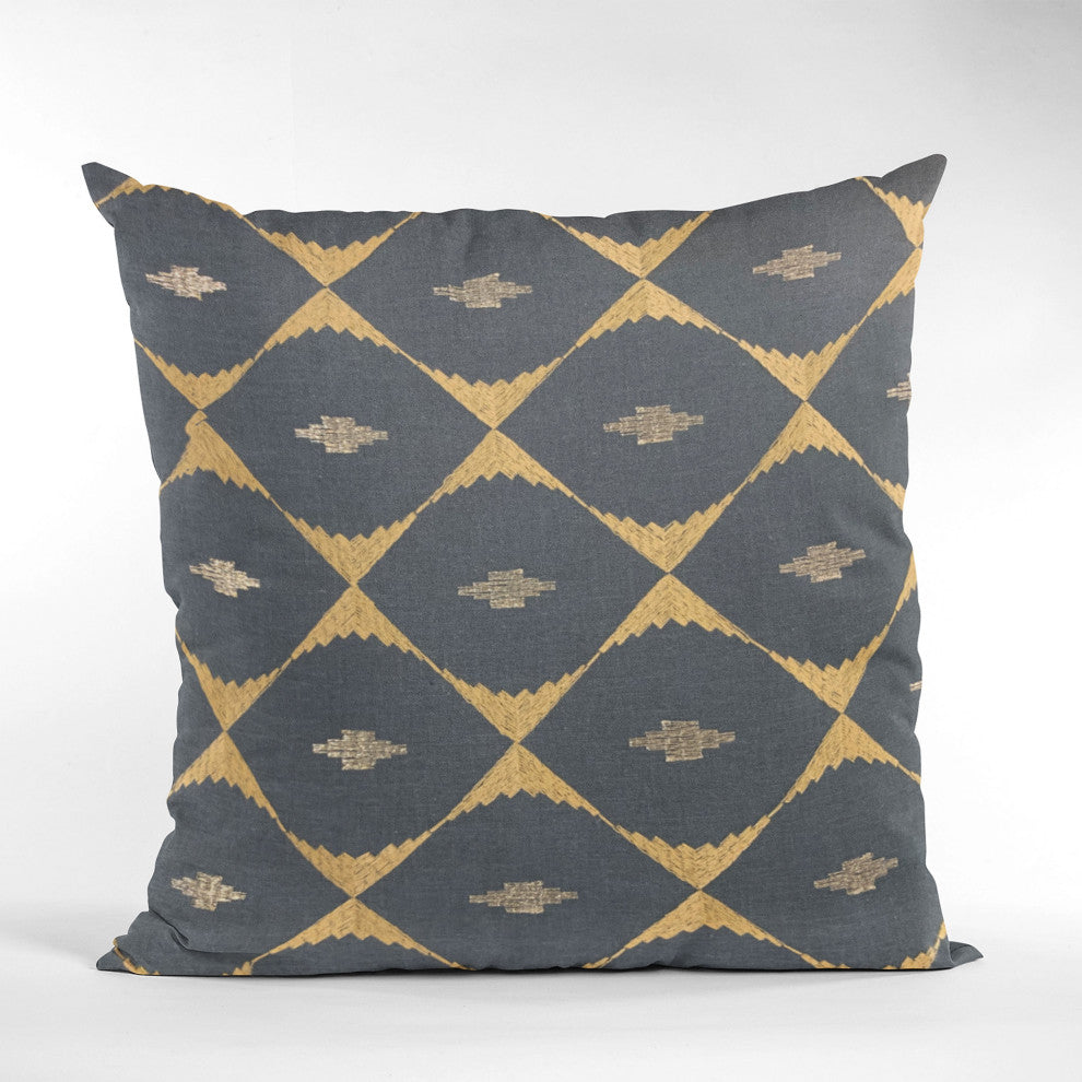 Plutus Blue Cube Diamond Luxury Throw Pillow, 24"x24"