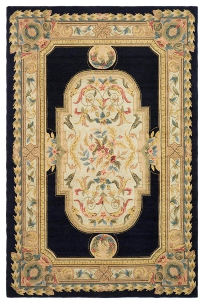 Safavieh DuraRug 3' X 5' Hand Hooked Rug in Navy and Ivory