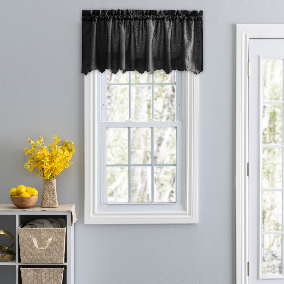 Portland Crushed Taffeta 48" x 15" Valance, Black