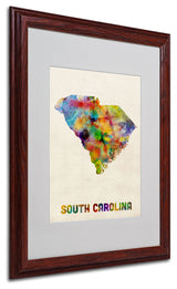'South Carolina Map' Matted Framed Canvas Art by Michael Tompsett