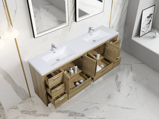 ALMA-ALLIER 84"  VANITY WITH SINK, Natural-Oak