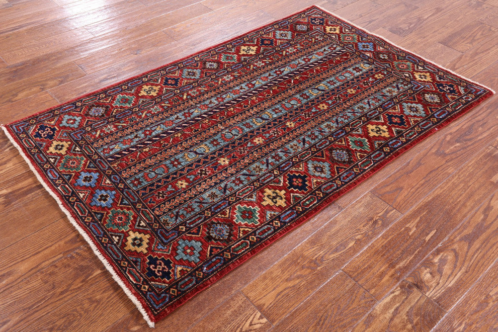 Persian Gabbeh Shall Hand-Knotted Rug 3' 2" X 5' 0" Q5051