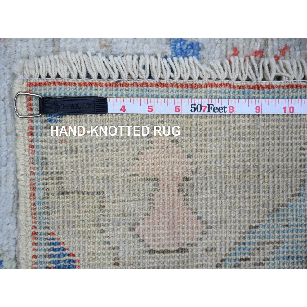 Cloud Blue Wool Hand Knotted Anatolian Village Inspired Oriental Rug 4'x6'