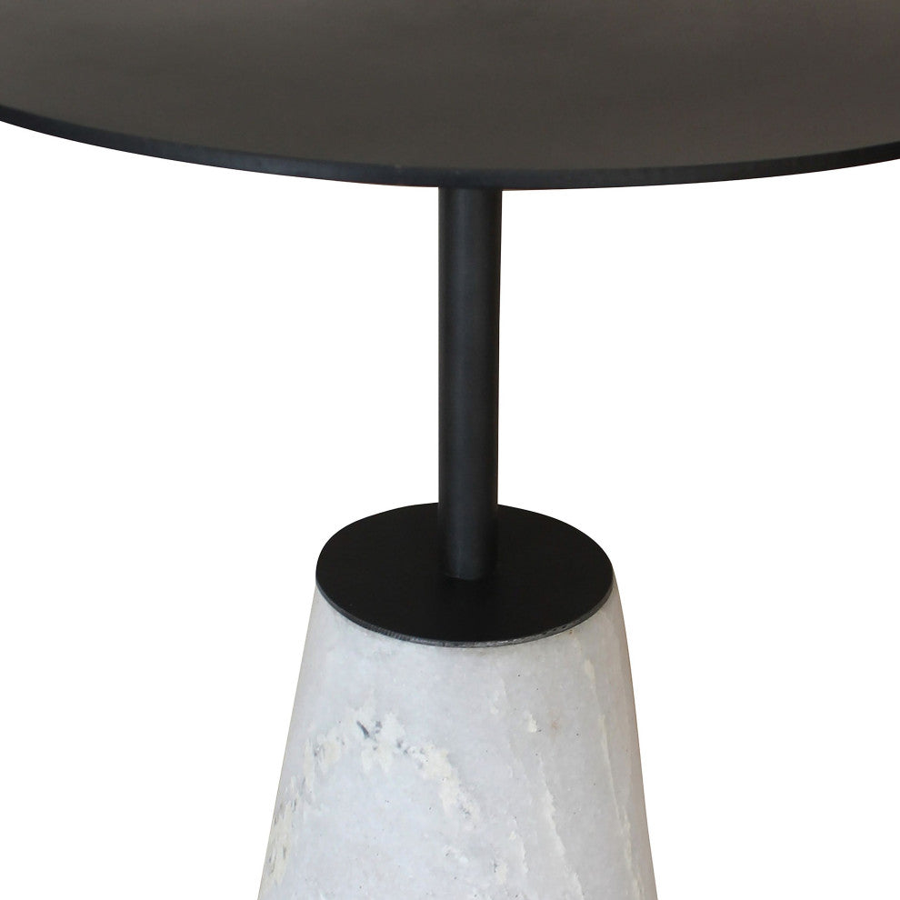 Alfie Pedestal Side Table, White and Black