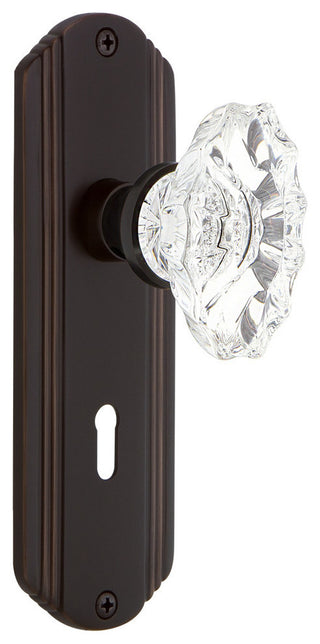 Deco Plate Privacy Chateau Knob, Timeless Bronze