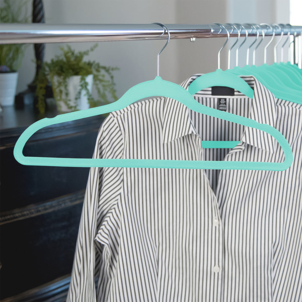 Suit Hangers, Tiffany Blue, Soft Grip Anti Slip, Set of 25