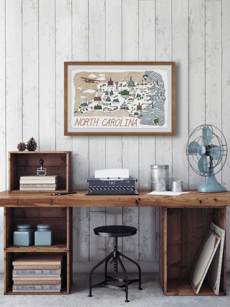 "North Carolina Spots" Framed Painting Print, 36x24