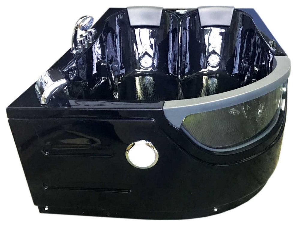 Whirlpool Bathtub Black 72"x48" Hot Tub Double Pump With Heater, Orion