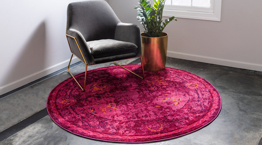 Unique Loom Red Salamanca Medici 6' 0 x 6' 0 Round Rug