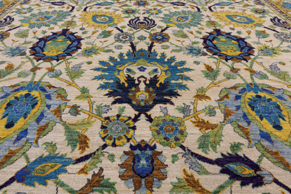 8' 10" X 11' 4" Persian Tabriz Vegetable Dye Handmade Wool Rug Q4567