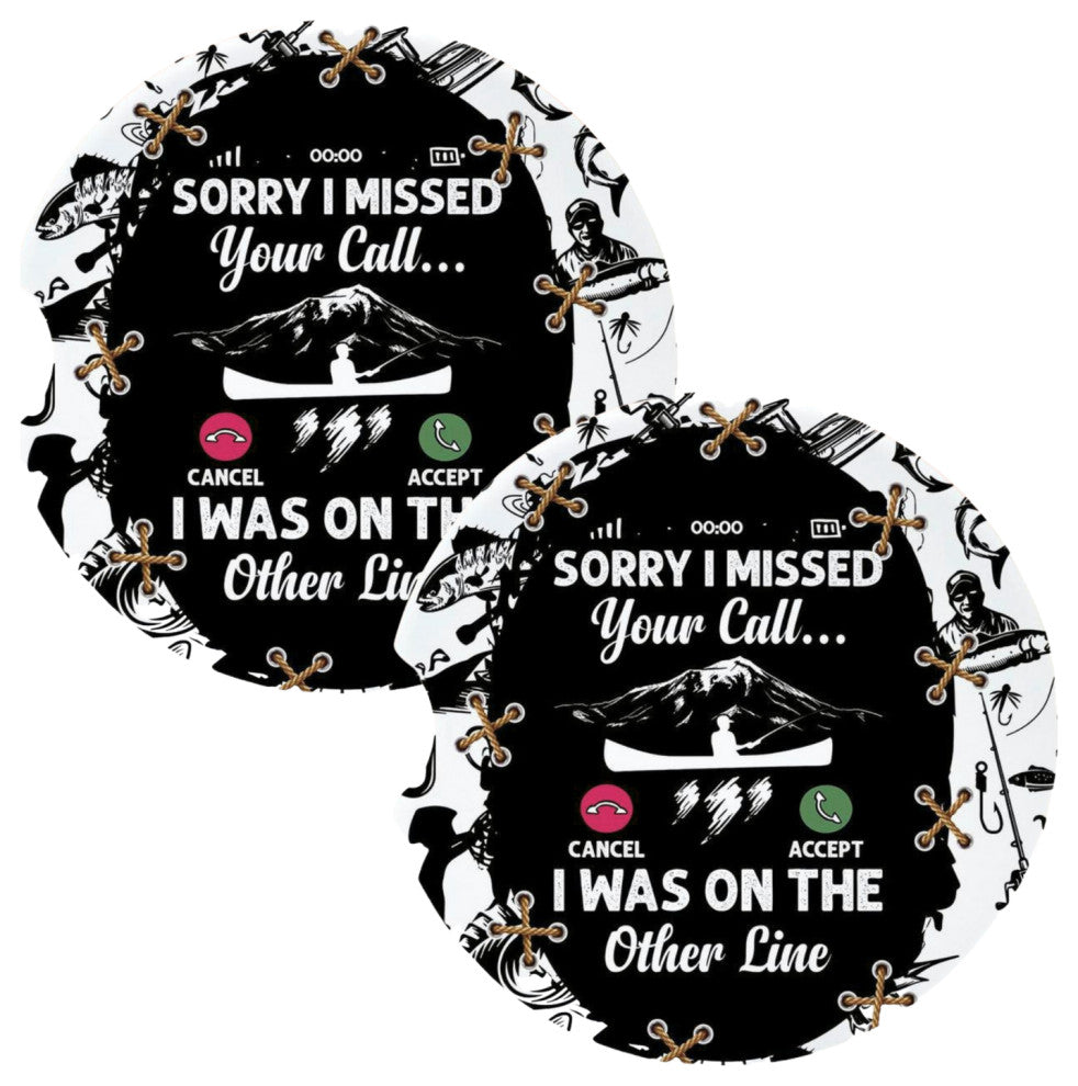 Missed Your Call I Was On Other Line Funny Coasters for Car Cup Holders Set of