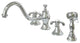 Kingston Brass Widespread Kitchen Faucet With Brass Sprayer, Polished Chrome
