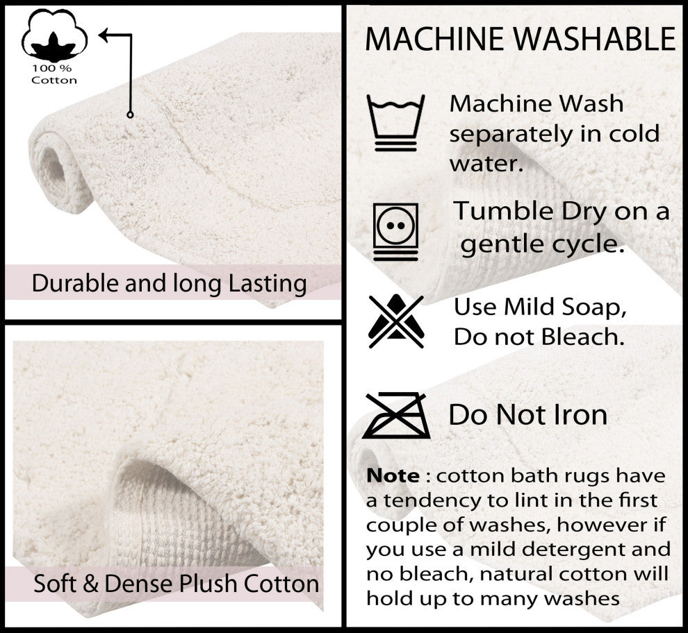 Waterford Absorbent Cotton and Machine washable Bath Rug 22" Round, Ivory