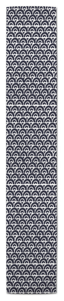 Navy Wavy Arch 16x72 Cotton Twill Runner