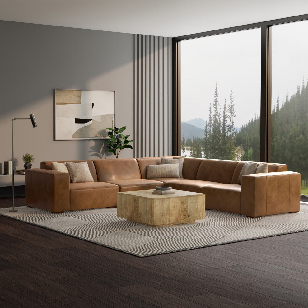 Rex Corner Sectional Modular Sofa in Genuine Leather