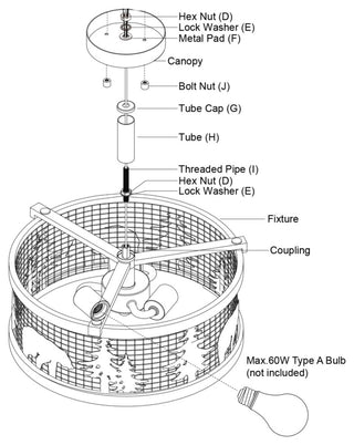 Vaxcel Lighting C0263 Kodiak 3 Light 16"W Semi-Flush Drum Ceiling - Black /