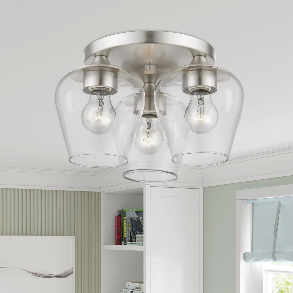 Willow 3 Light Brushed Nickel Flush Mount