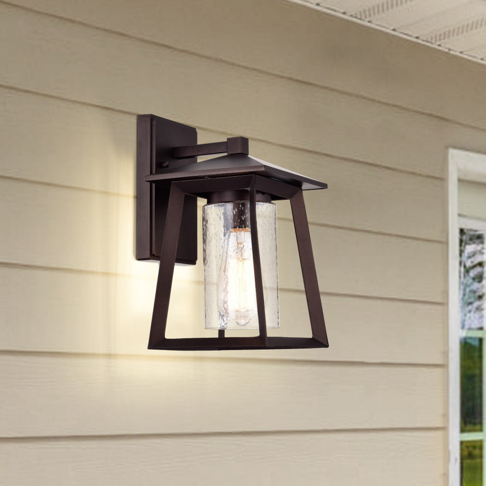 CHLOE Lighting RUSSELL Transitional 1-Light Oil Rubbed Bronze Outdoor Sconce