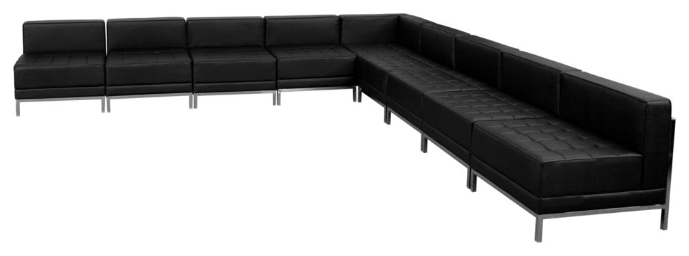 Hercules Imagination Series Black Leather Sectional Configuration, 9-Pieces