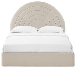 Solana Arched Performance Velvet Queen Platform Bed, Almond