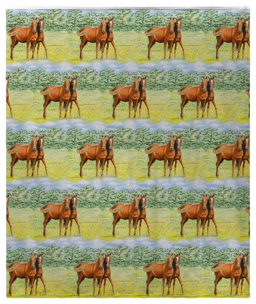 Betsy Drake Two Horses Fleece Throw