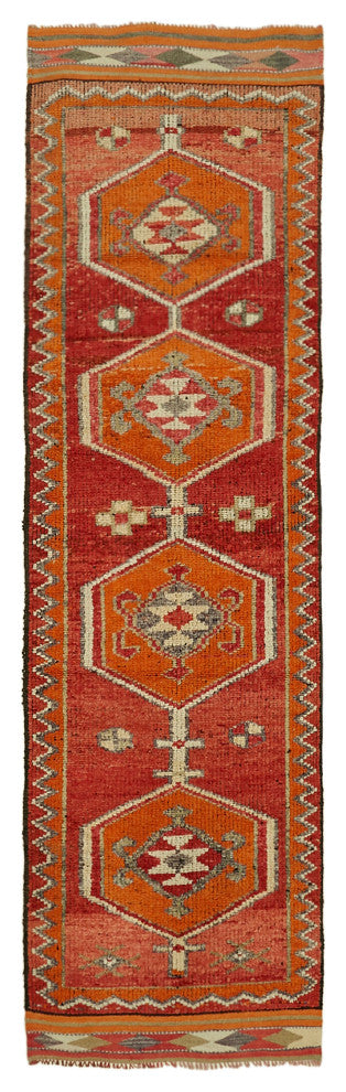 Rug N Carpet - Handwoven Oriental 3' 3" x 10' 8" Antique Runner Rug