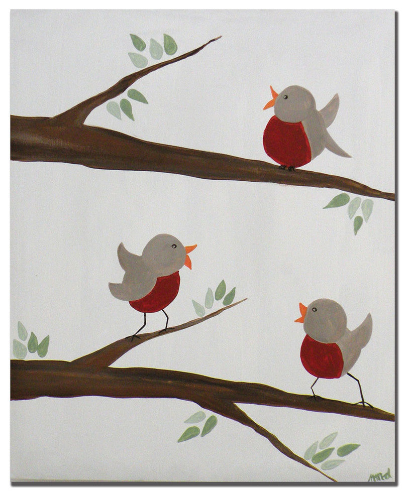 ''Red Robins III'' Canvas Art by Nicole Dietz