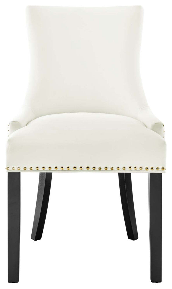 Dining Chair, Nailhead, Set of 2, White, Velvet, Modern, Bistro Hospitality