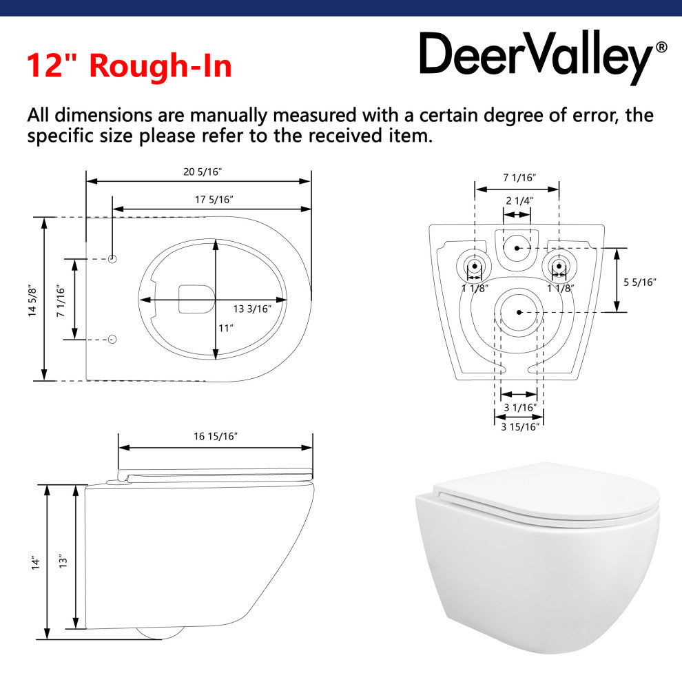 Elongated Wall Mounted Toilet With Concealed In-Wall Toilet Tank