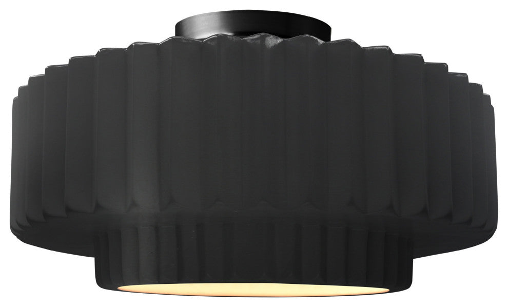 Radiance Medium Tier Pleated Semi-Flush, Matte Black Frame, Matte Black, LED